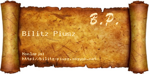 Bilitz Piusz névjegykártya